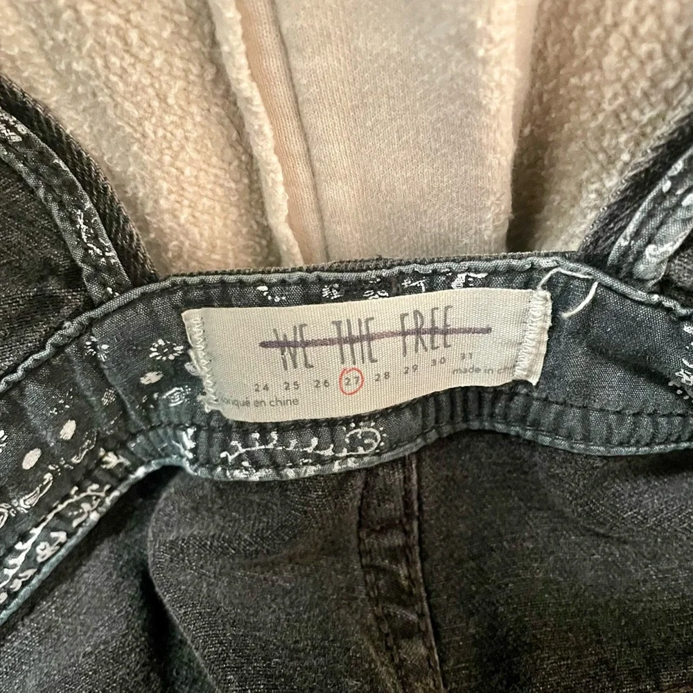 free people washed black classic denim overalls with a relaxed fit | size 27 - Picture 5 of 5